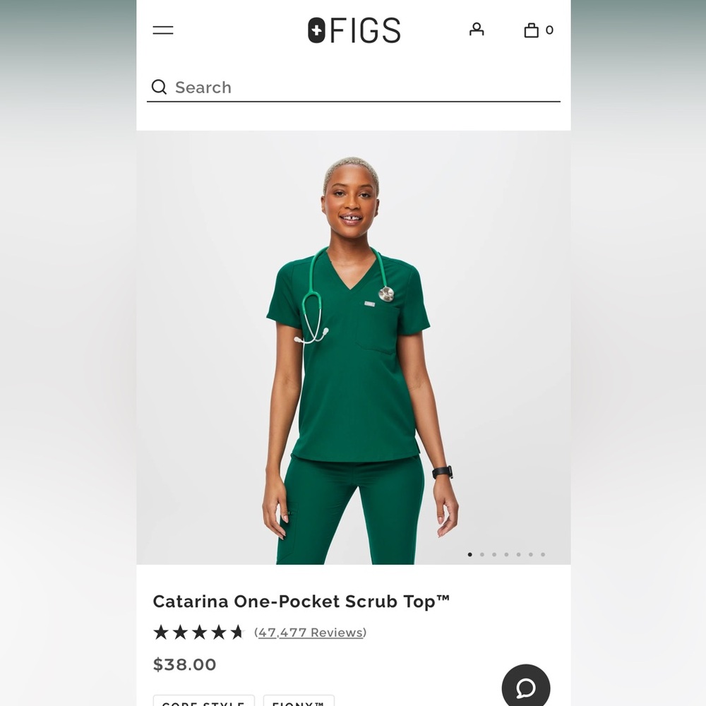 FIGS Catarina One Pocket Scrub Top- Hunter Green